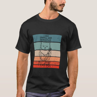 Camiseta Faca de gato pequena luta sensível humor fofo engr
