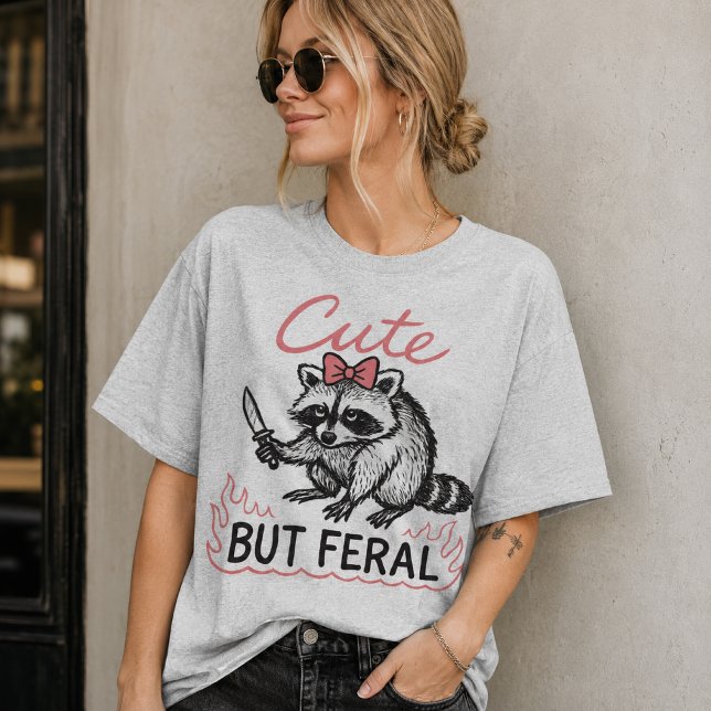 Camiseta Faca de Guaxinim Fofo porém Feral (Criador carregado)