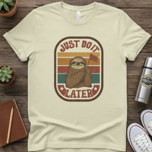 Camiseta Faça Depois — Preguiça Retro, Citação Divertida de