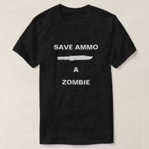 Camiseta Faca Economiza Munição de um Zumbi