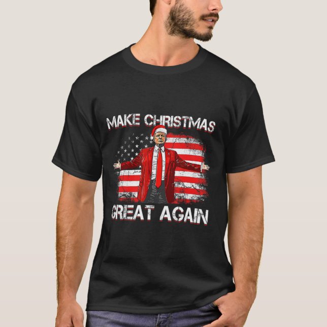 Camiseta Faça Excelente De Natal Novamente Papais noeis Eng (Frente)
