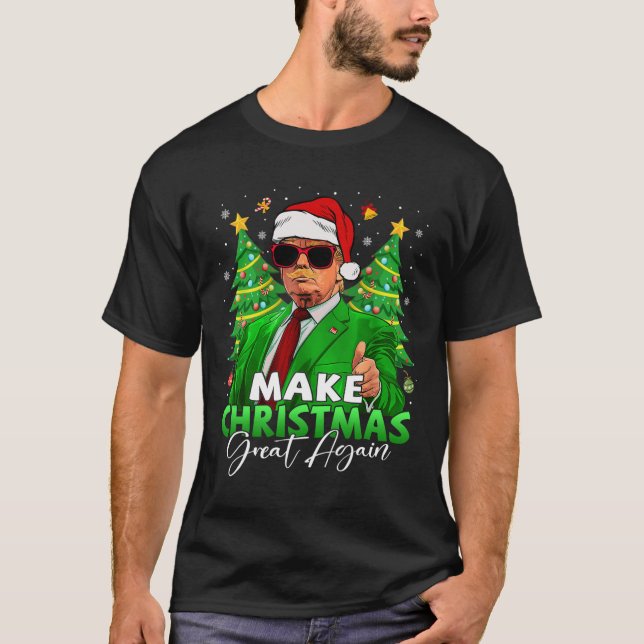 Camiseta Faça Excelente de Natal novamente Papais noeis eng (Frente)