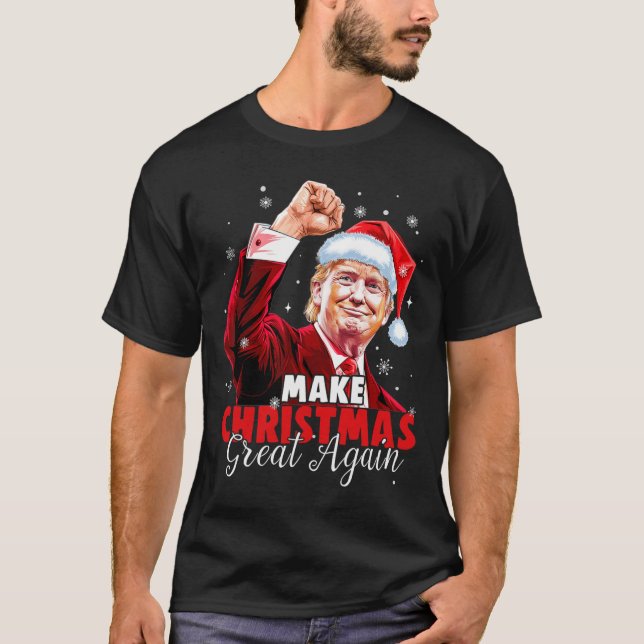 Camiseta Faça Excelente De Natal Novamente Papais noeis Eng (Frente)