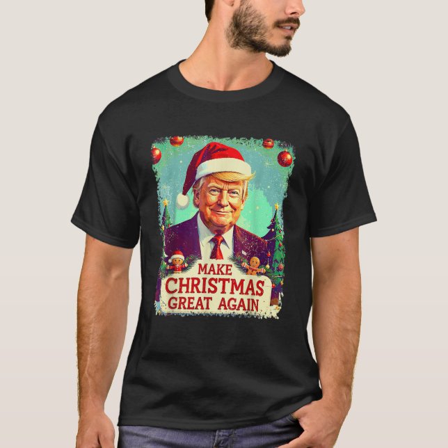 Camiseta Faça Excelente De Natal Novamente Papais noeis Eng (Frente)
