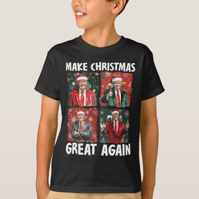 Camiseta Faça Excelente De Natal Novamente Papais noeis Eng (Frente)