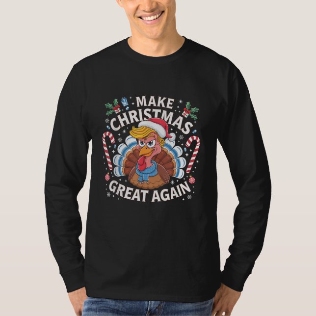 Camiseta Faça Excelente De Natal Novamente Papais noeis Eng (Frente)