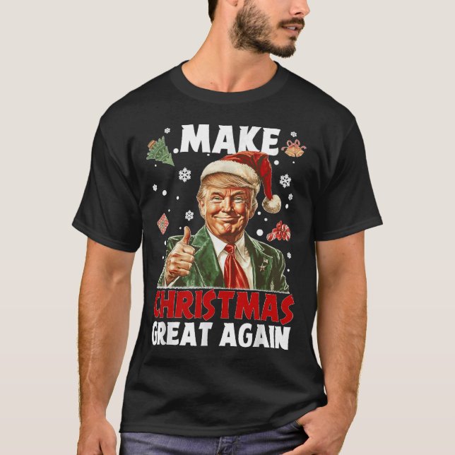 Camiseta Faça Excelente De Natal Novamente Papais noeis Eng (Frente)