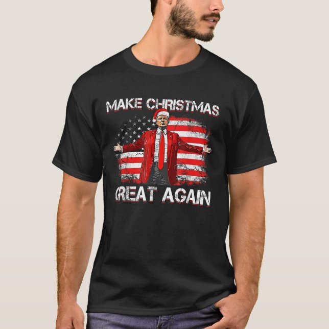 Camiseta Faça Excelente De Natal Novamente Papais noeis Eng (Frente)