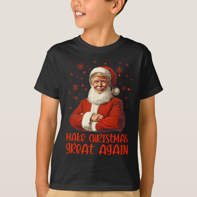Camiseta Faça Excelente De Natal Novamente Papais noeis Eng (Frente)