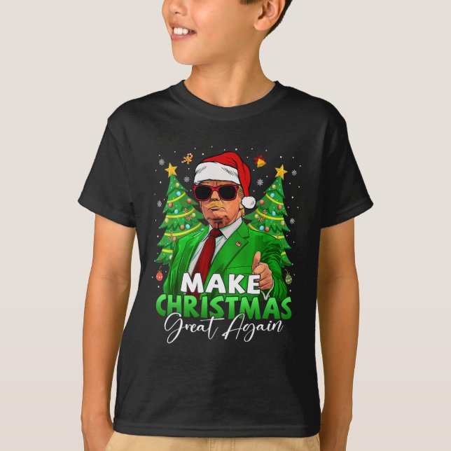 Camiseta Faça Excelente de Natal novamente Papais noeis eng (Frente)