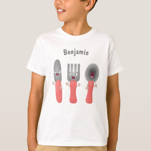 Camiseta Faca garfo e colher cutelaria cartoon fofo