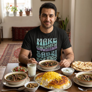 Camiseta Faça Ghormeh Sabzi Não Guerra | Ensopado Persa