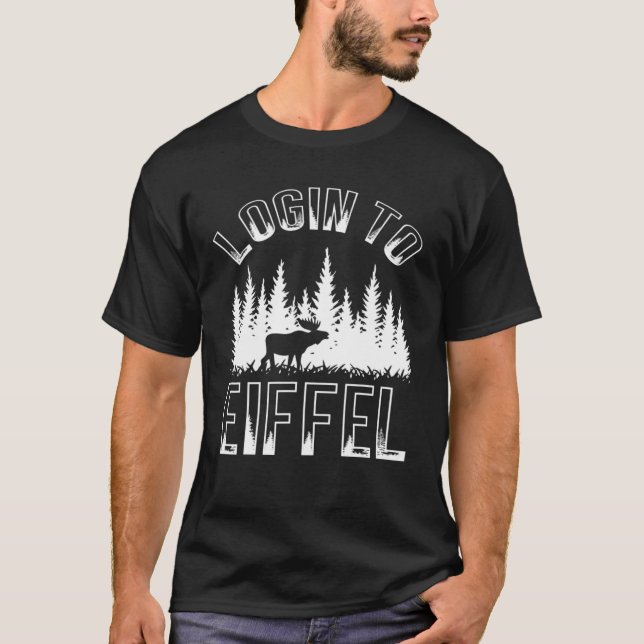 Camiseta Faça Login Para Eiffel Com Deer E Montanhas Caminh (Frente)