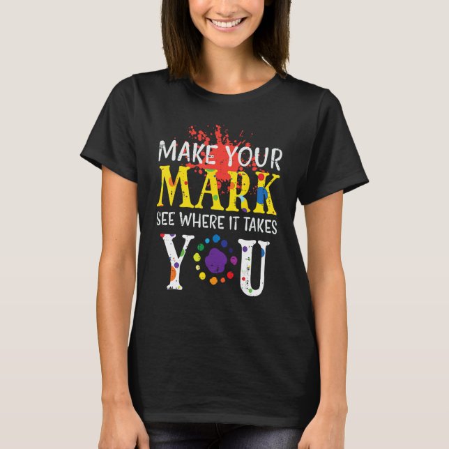 Camiseta Faça Mark Paint Splash Crianças do Dia Internacion (Frente)