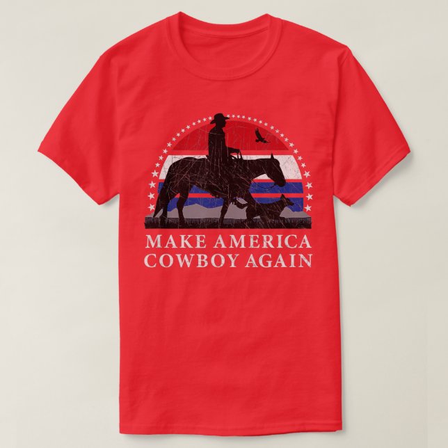 CAMISETA FAÇA O COWBOY AMERICANO NOVAMENTE, DESIGN DE CAVAL (Frente do Design)