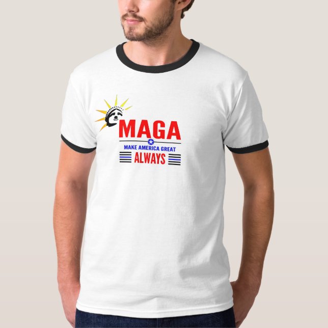 Camiseta Faça o Excelente da América SEMPRE - Ringer T-Shir (Frente)