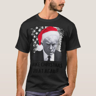 Camiseta Faça o Excelente de Natal de novo. Trump Mugshot.