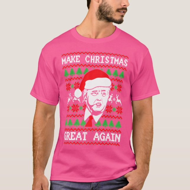 Camiseta Faça o Excelente de Natal novamente Pro Trump Amer (Frente)