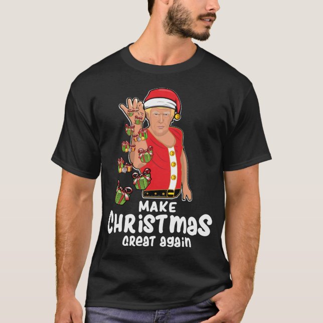 Camiseta Faça o Excelente de Natal Novamente Trump Xmas Gif (Frente)