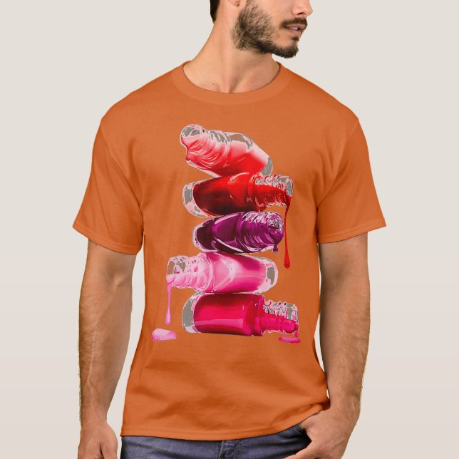 Camiseta Faça o manicure de cosméticos de maquiagem polones (Frente)