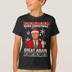 Camiseta Faça o Natal Grande Novamente Com Trump E Flocos d