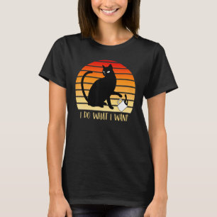 Camiseta Faça O Que Eu Quero Gato Preto Copo Vermelho Gráfi