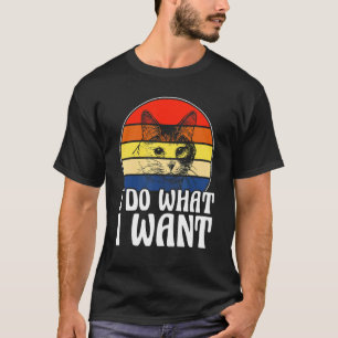 Camiseta faça o que eu quero gato preto vintage xícara verm