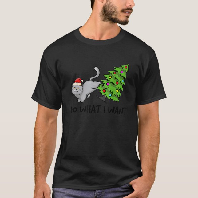 Camiseta Faça o que eu quero na árvore de Natal, Natal, eng (Frente)