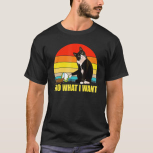 Camiseta Faça o que eu quero na taça de café de gato Tuxedo
