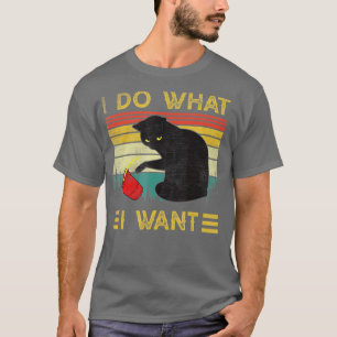 Camiseta Faça o que eu quero, Vintage Black Cat Red Cup Eng
