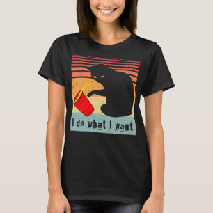 Camiseta Faça o que eu quero, Vintage Black Cat Red Cup Eng