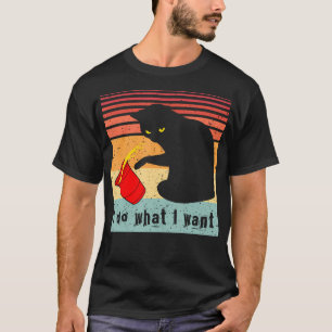 Camiseta Faça o que eu quero, Vintage Black Cat Red Cup Eng
