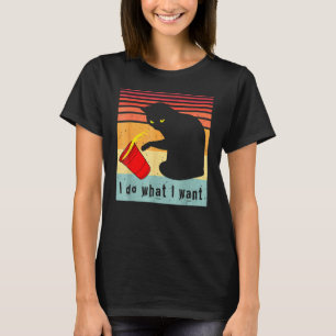 Camiseta Faça O Que Eu Quero Vintage Gato Preto C Vermelho