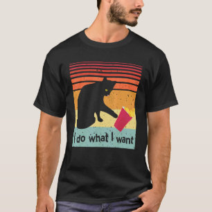 Camiseta Faça O Que Eu Quero Vintage Gato Preto Xícara Verm