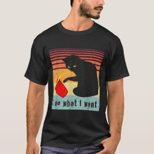 Camiseta Faça O Que Eu Quero Vintage Gato Preto Xícara Verm