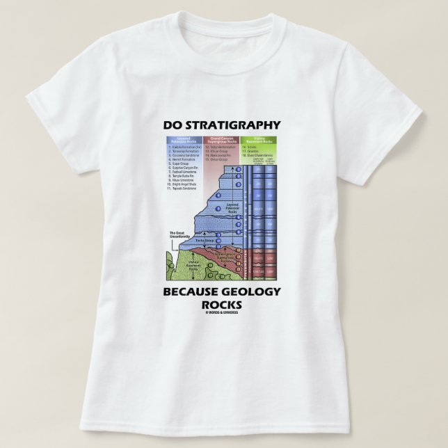 Camiseta Faça o Stratigraphy porque a geologia balança (Frente do Design)