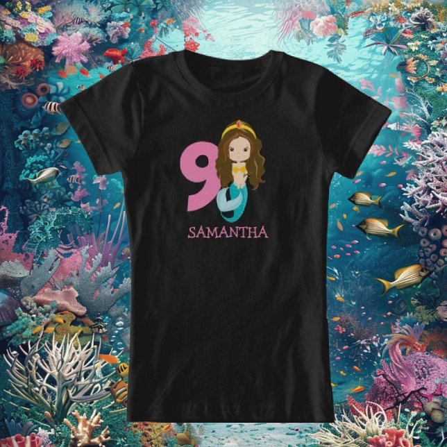 Camiseta Faça ondas no seu 9º aniversário! (Amazing Mermaid Birthday T-Shirt for Your 9-Year-Old)