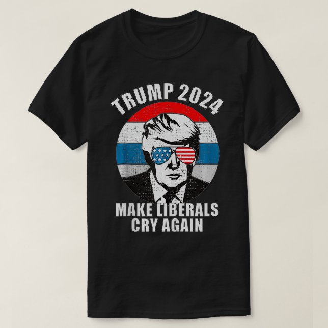 Camiseta Faça os Liberais chorarem novamente Trump 2024 (Frente do Design)