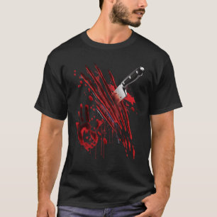 Camiseta Faca Sangrenta Sangue Arrefecido Gráfico de Sangue