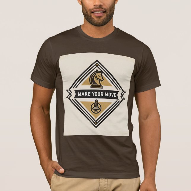Camiseta Faça Seu Movimento – Design de Peça de Xadrez (Frente)