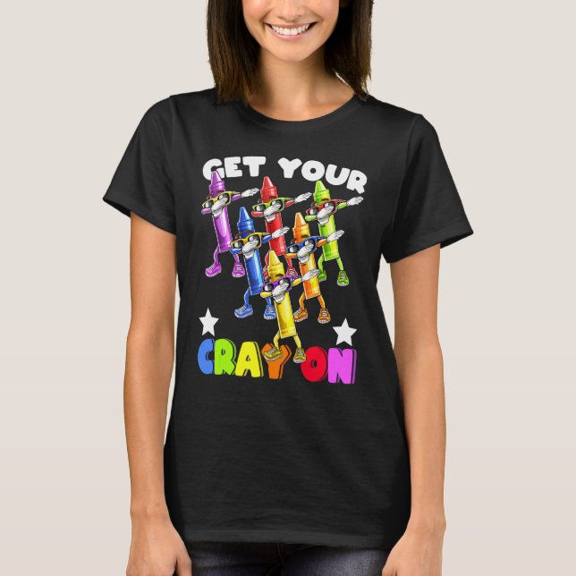 Camiseta Faça Sua Crídia De Dabbing Crayons De Volta À Rua  (Frente)
