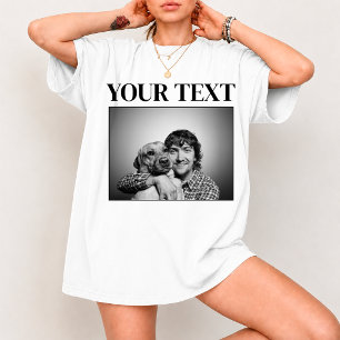 Camiseta Faça Sua Própria Foto Vintage & Texto Personalizad