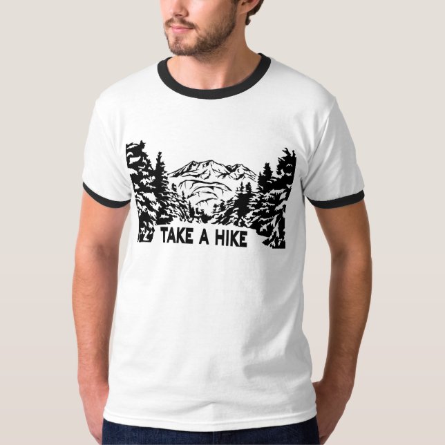 Camiseta Faça uma citação de Hike, paisagem monocromática d (Frente)