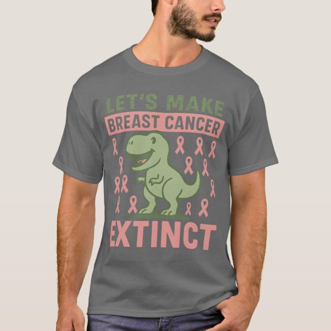 Camiseta Façamos O Cancer Da Mama Extintar Crianças De Dino (Frente)