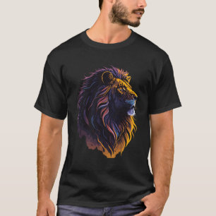 Camiseta Face Colorida Da Cabeça Do Leão