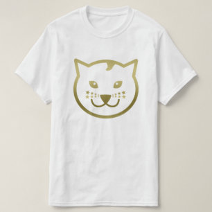 Camiseta Face de Gato Dourada e Falso - Cor de fundo person