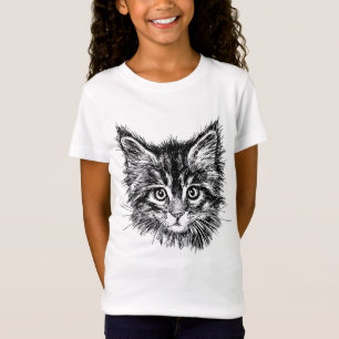 Camiseta Face de Kitten Preta e Branca