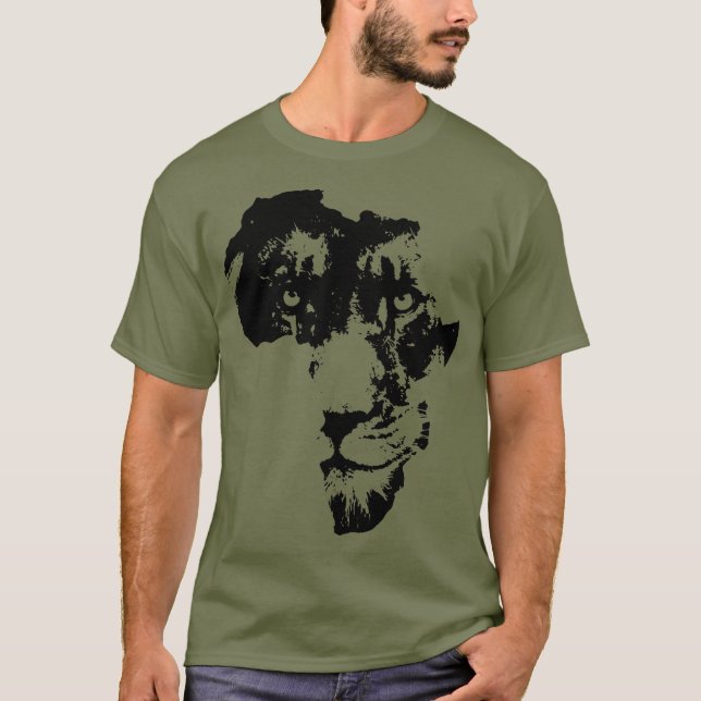 Camiseta Face de Leão Africano | Cultura Safari | Mapa Áfri (Frente)