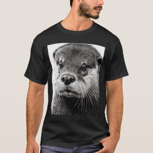 Camiseta Face de Lontra-Mar Legal, pintada com cabeça, esté