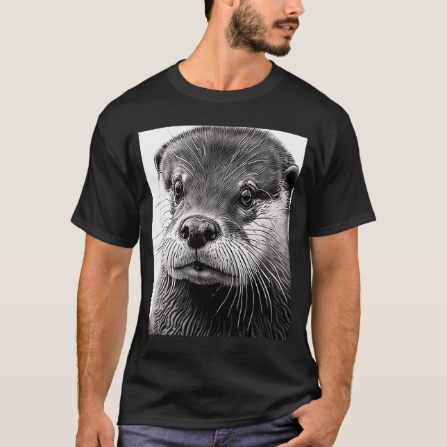 Camiseta Face de Lontra-Mar Legal, pintada com cabeça, esté (Frente)